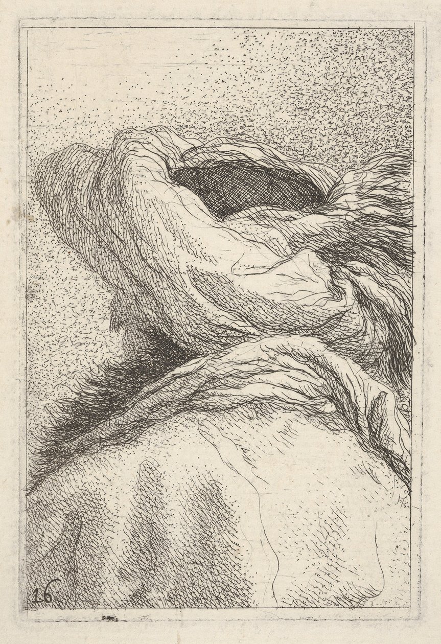 Homem de turbante, retratado no formato de busto por trás, em três quartos, fr ..., ca. 1770 de Giovanni Battista Tiepolo