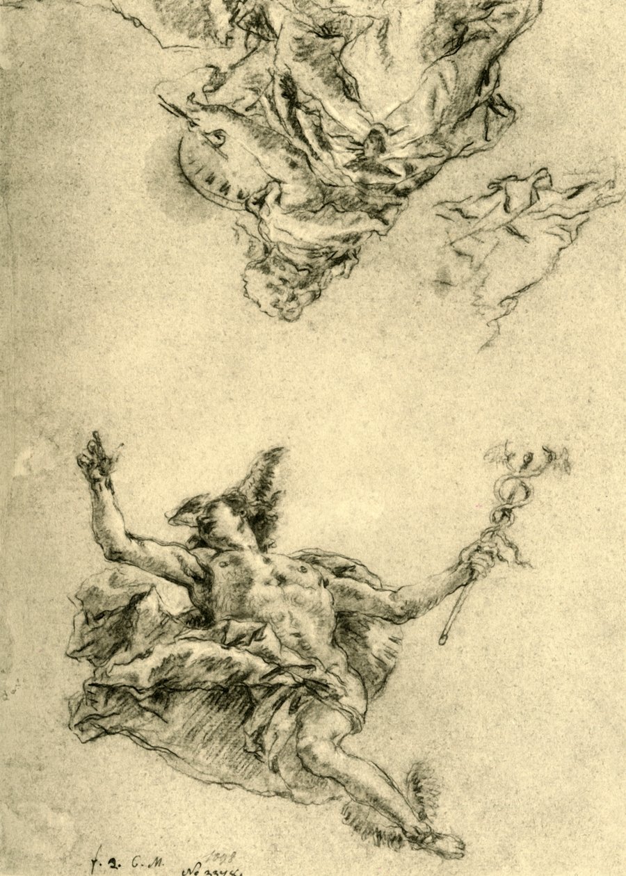 Mercúrio e Pintura, 1752-1753, 1928 de Giovanni Battista Tiepolo