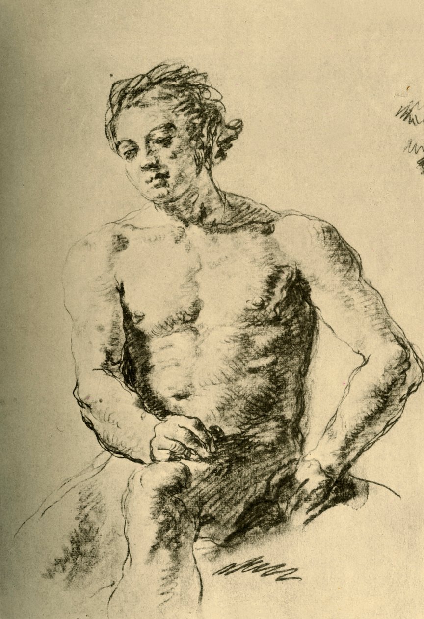 Nu sentado, meados do século XVIII, 1928 de Giovanni Battista Tiepolo