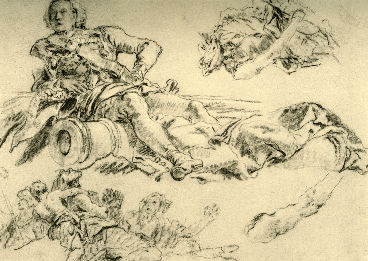 Oficial acampado ao lado de um canhão, 1752-1753, 1928 de Giovanni Battista Tiepolo