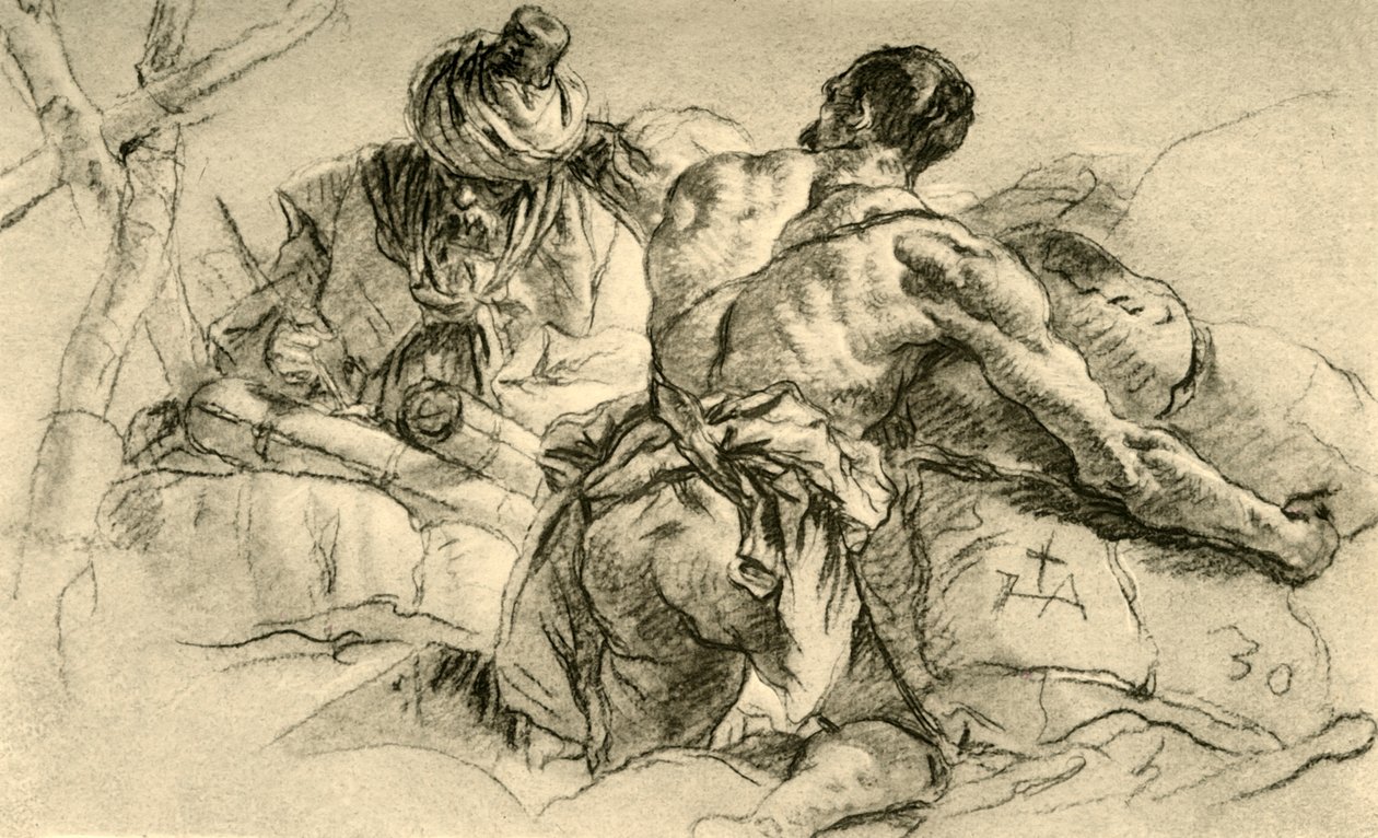 Mercadores orientais com fardos de mercadorias, 1753, 1928 de Giovanni Battista Tiepolo
