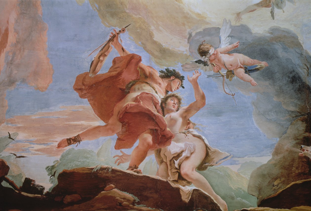 Orfeu Resgatando Eurydice do detalhe do submundo do teto ver também 64555 de Giovanni Battista Tiepolo