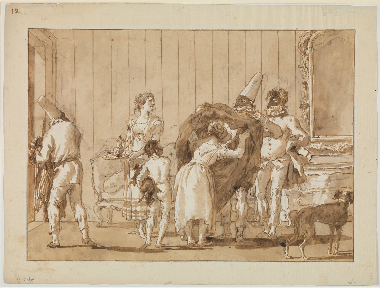 Punchinello como costureira, c.1800 de Giovanni Battista Tiepolo