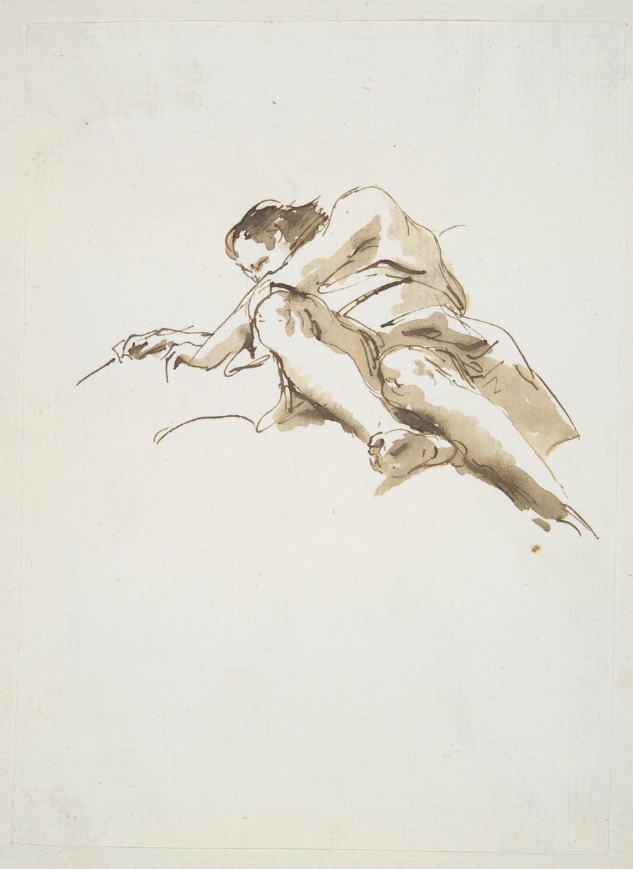 Figura masculina reclinada vista de baixo de Giovanni Battista Tiepolo