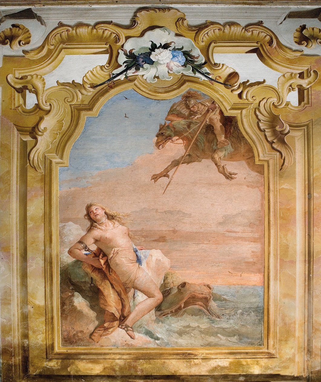 Ruggero Freeing Angelica, da Sala de Orlando Furioso na Palazzina, 1757 de Giovanni Battista Tiepolo
