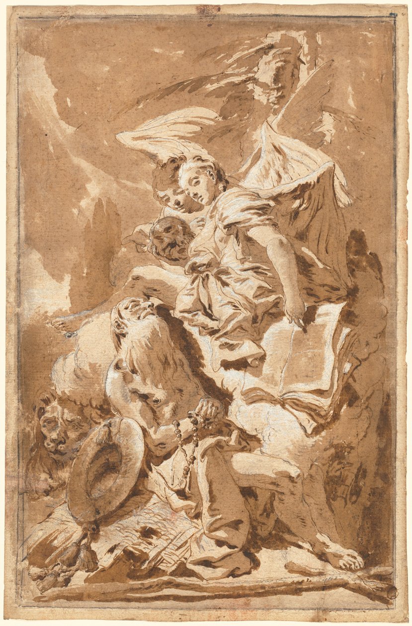 São Jerônimo no deserto ouvindo os anjos de Giovanni Battista Tiepolo