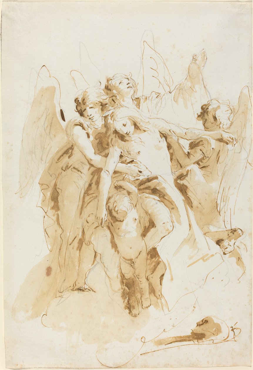 Santa Maria Madalena Elevada pelos Anjos de Giovanni Battista Tiepolo