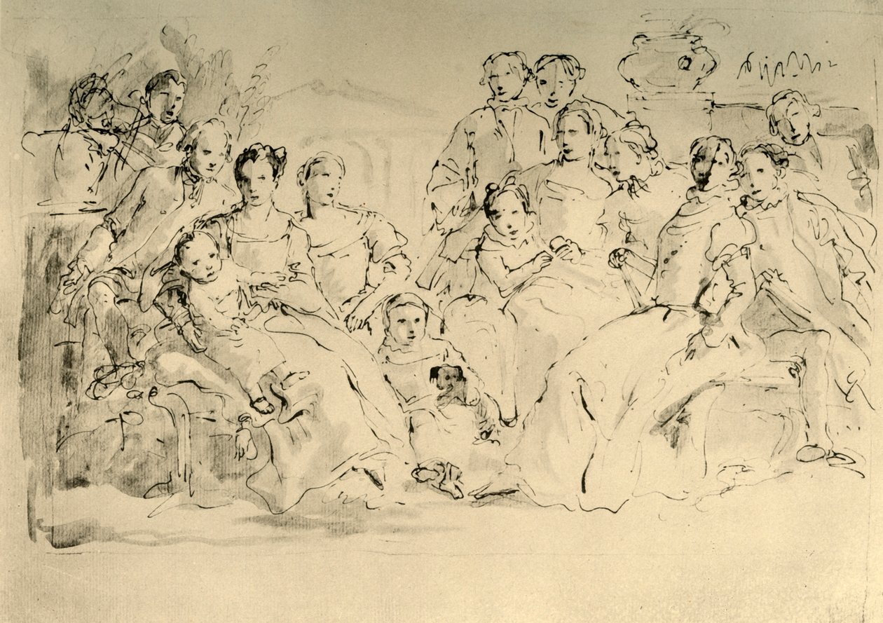 Esboço para um retrato de grupo, meados do século XVIII, 1928 de Giovanni Battista Tiepolo
