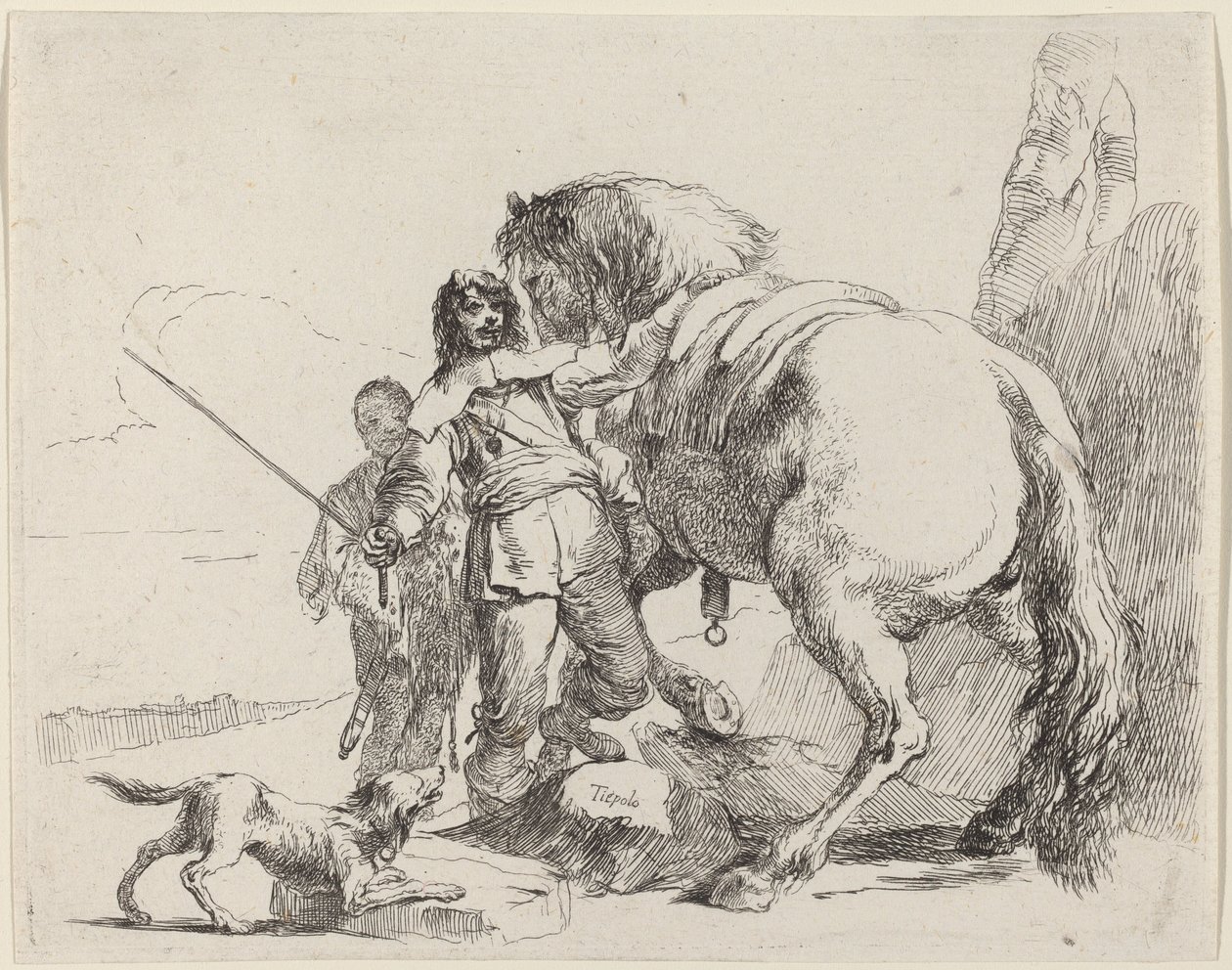 Soldado com cavalo e atendente de Giovanni Battista Tiepolo