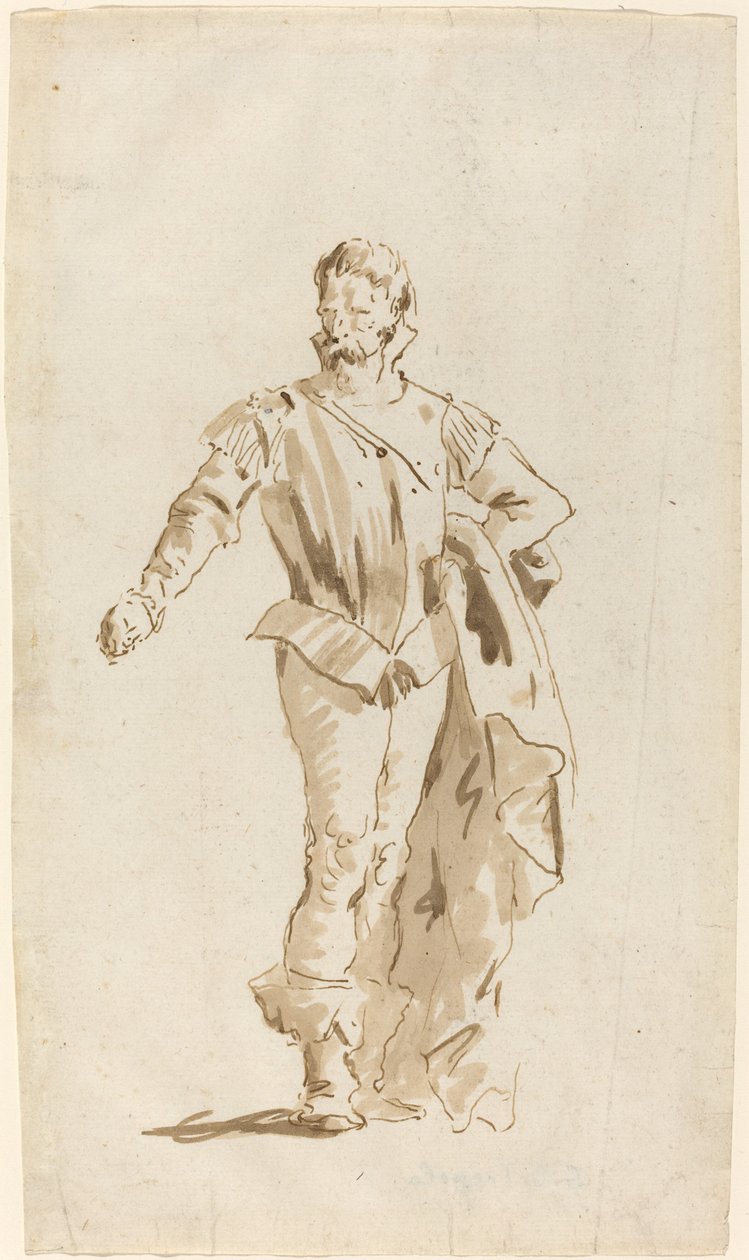 Homem de pé em traje do século XVI de Giovanni Battista Tiepolo