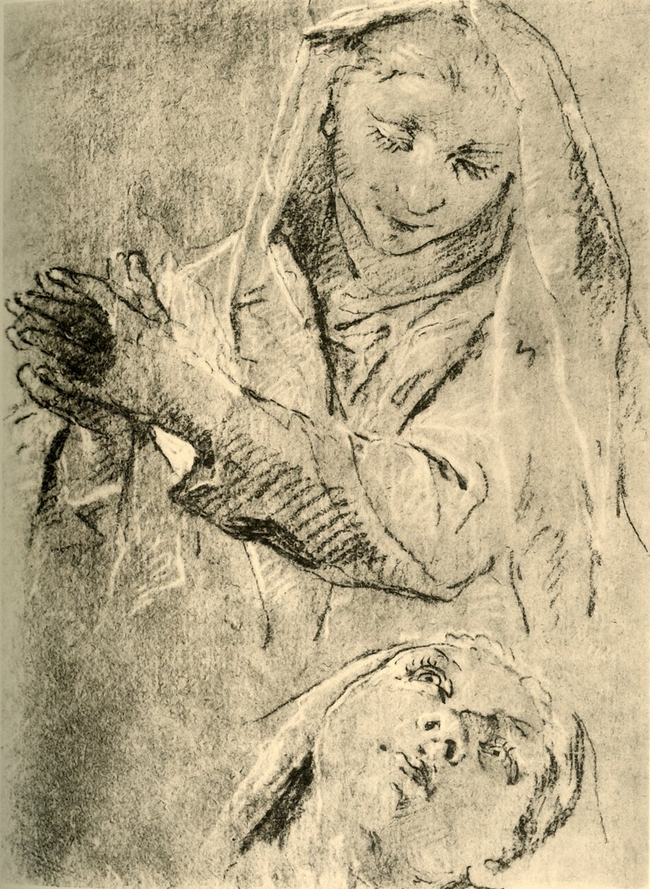 Estudos de uma Madona, meados do século XVIII, 1928 de Giovanni Battista Tiepolo