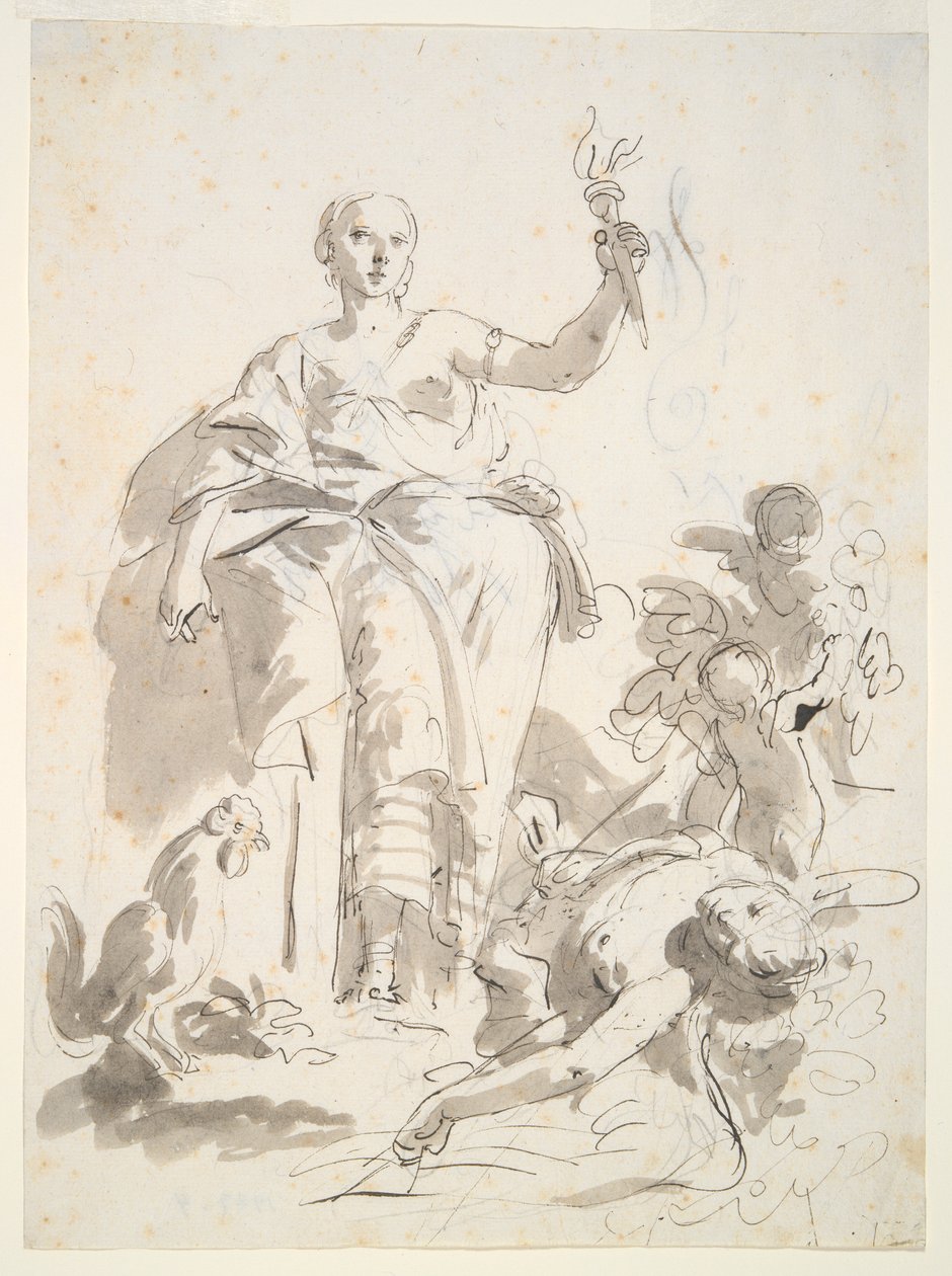Estudo para o Triunfo da Indústria de frescos sobre a Idleness, na Villa Lochi al Biron de Giovanni Battista Tiepolo