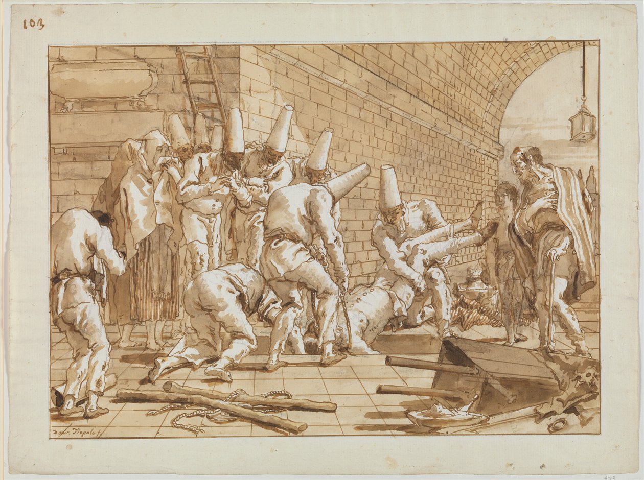 O enterro de Punchinello, c.1800 de Giovanni Battista Tiepolo