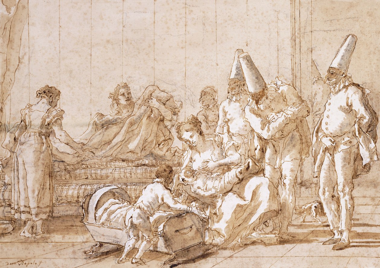 A Enfermagem de Punchinello, 1790-1804 de Giovanni Battista Tiepolo