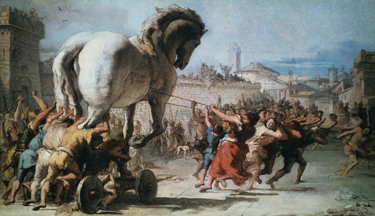 A procissão do cavalo de Tróia em Troia, c1760 de Giovanni Battista Tiepolo