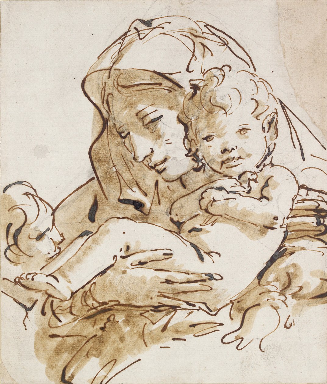 A Virgem e o Menino com o Menino São João, c1770. Artistas: Giovanni Battista Tiepolo, São João Evangelista. de Giovanni Battista Tiepolo