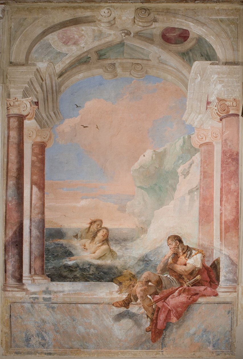 Thetis consolando seu filho Aquiles, da Sala da Ilíada na Palazzina, 1757 de Giovanni Battista Tiepolo