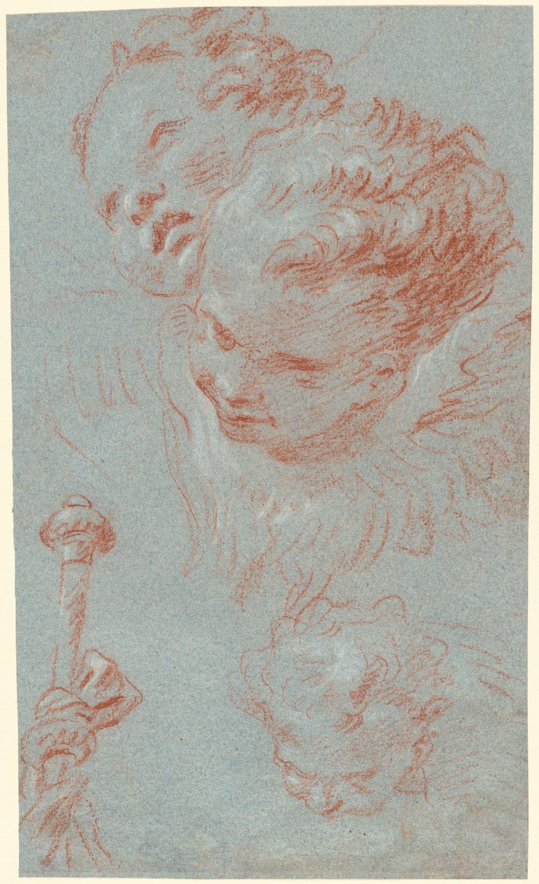 Três querubins e um cajado com fitas de Giovanni Battista Tiepolo