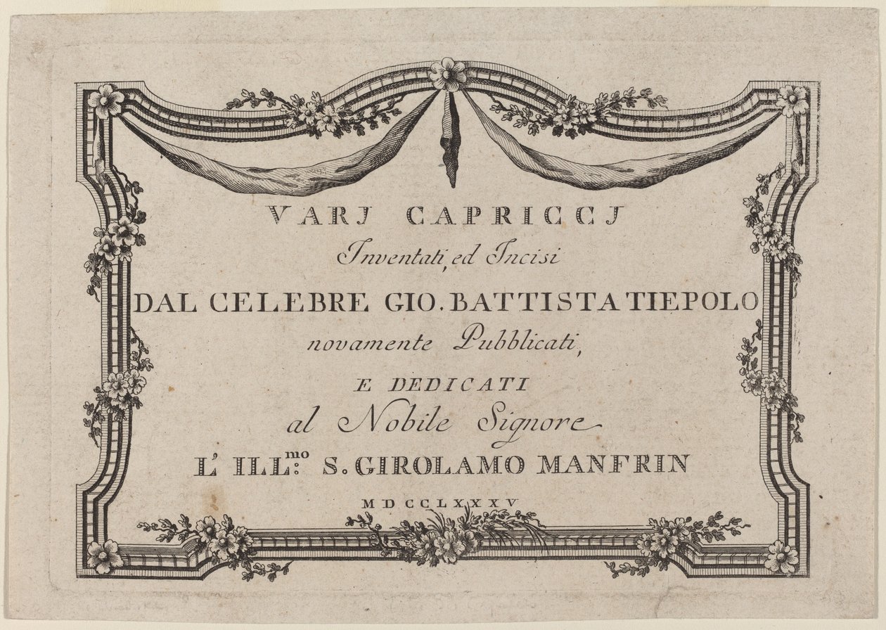 Folha de rosto de Giovanni Battista Tiepolo