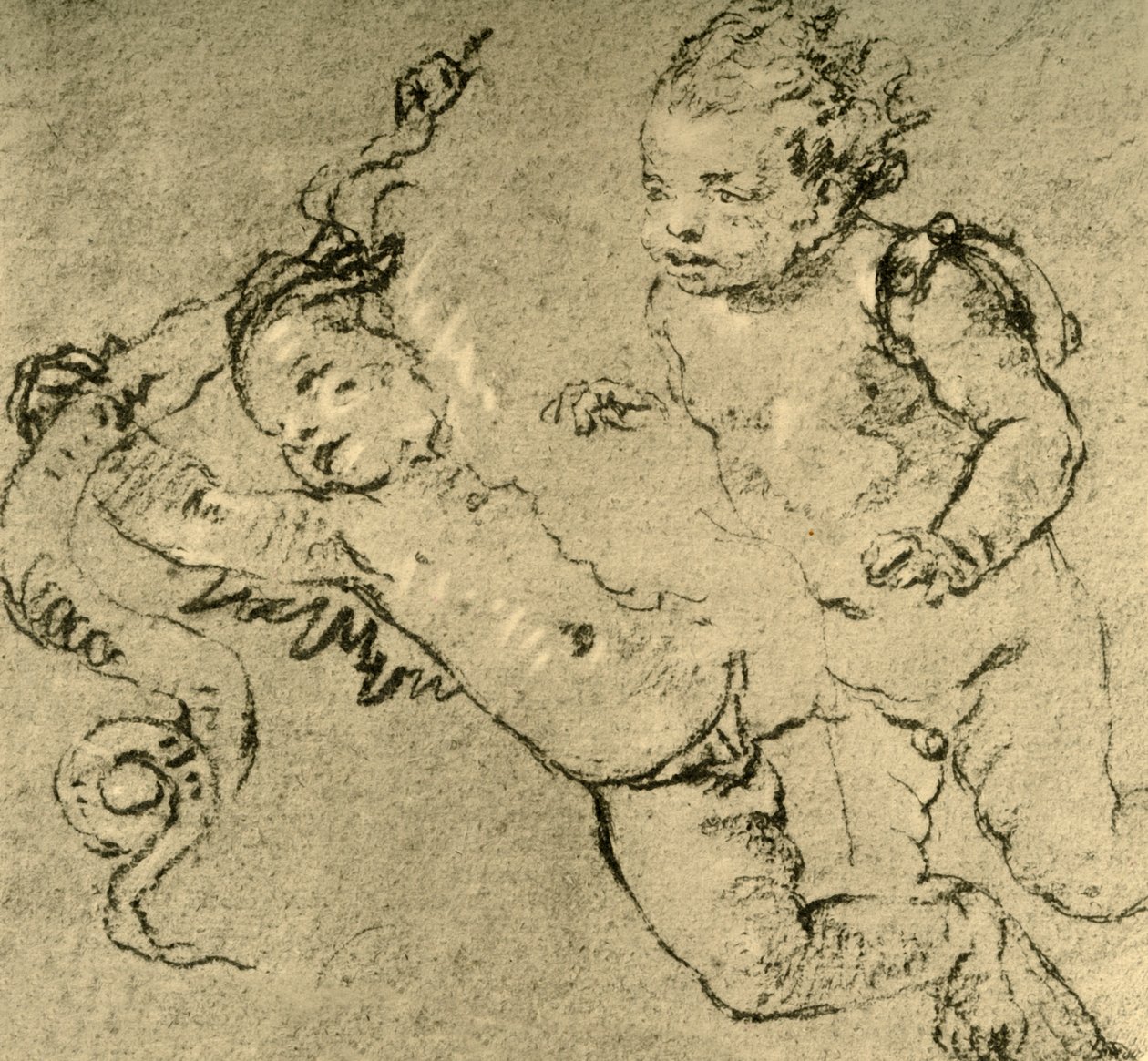 Dois Cupidos, c1752, 1928 de Giovanni Battista Tiepolo