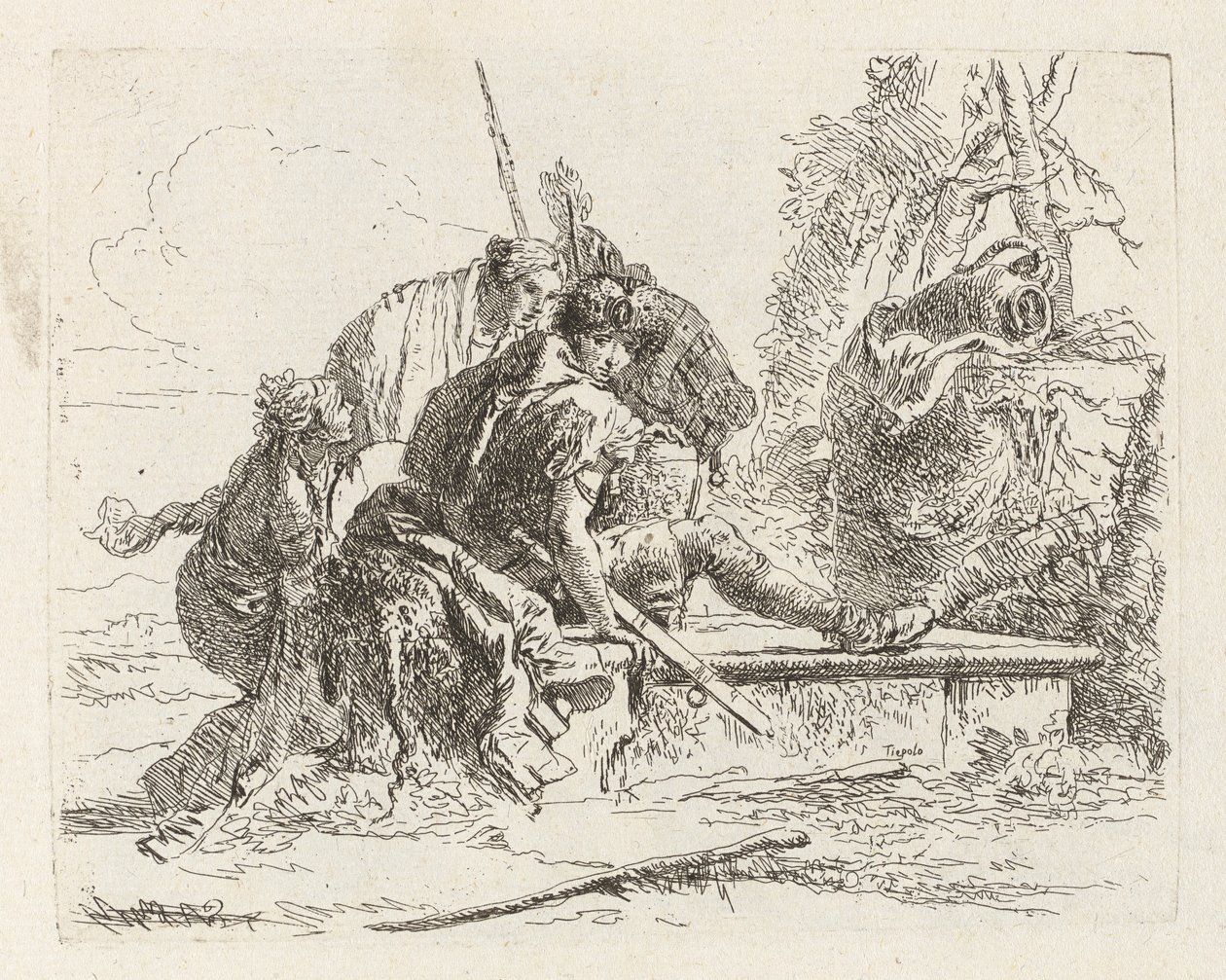 Dois soldados e duas mulheres, de Vari capricci (Vários caprichos) de Giovanni Battista Tiepolo