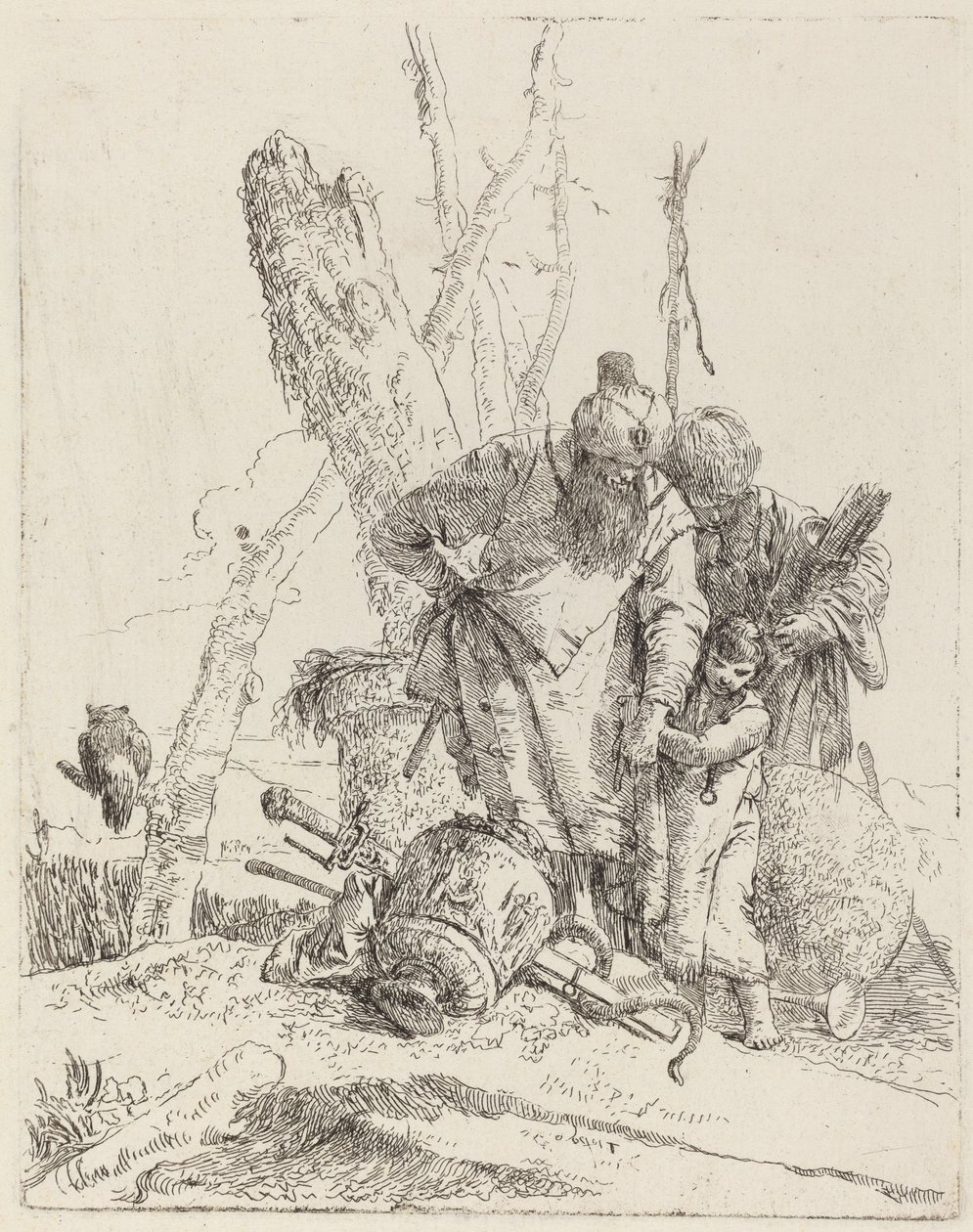 Dois magos de turbante e um menino de Giovanni Battista Tiepolo