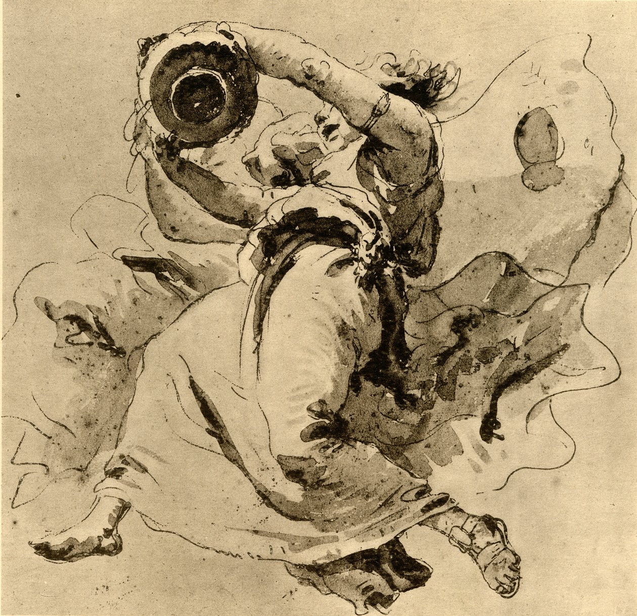 Dois gênios segurando um jarro, meados do século XVIII, 1928 de Giovanni Battista Tiepolo