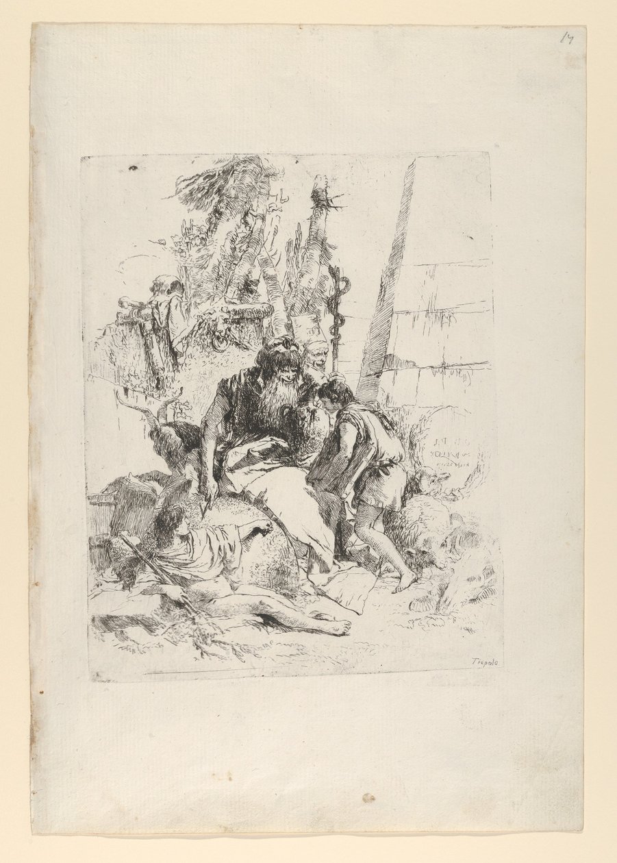 Dois mágicos e dois meninos, do Scherzi, ca. 1743-50. de Giovanni Battista Tiepolo