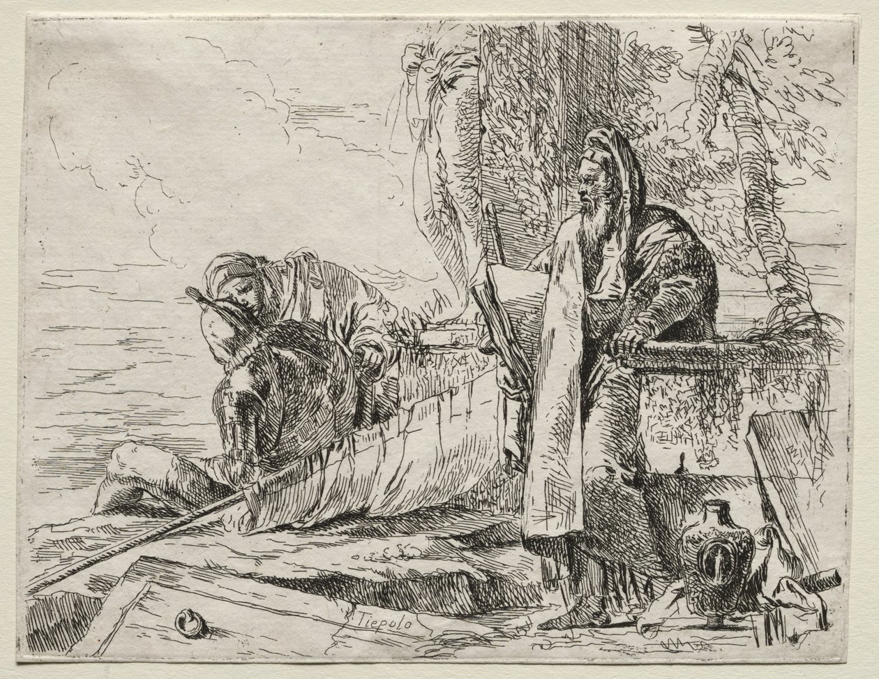 Vários caprichos: o filósofo segurando um livro de Giovanni Battista Tiepolo