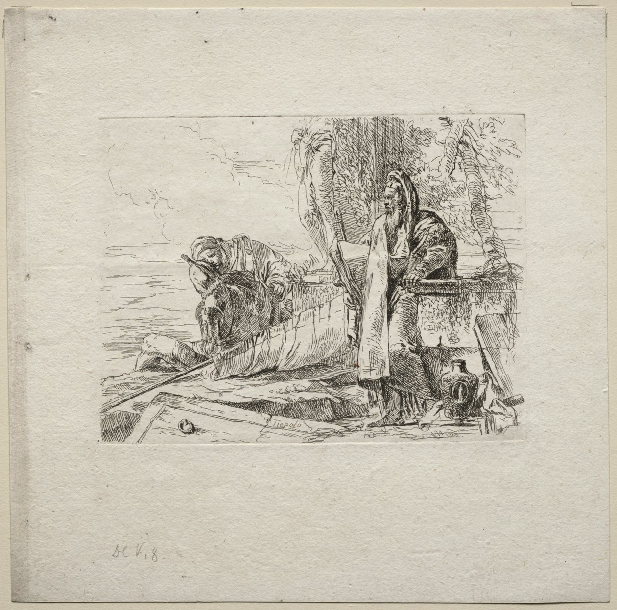 Vários caprichos: o filósofo em pé com o livro de Giovanni Battista Tiepolo
