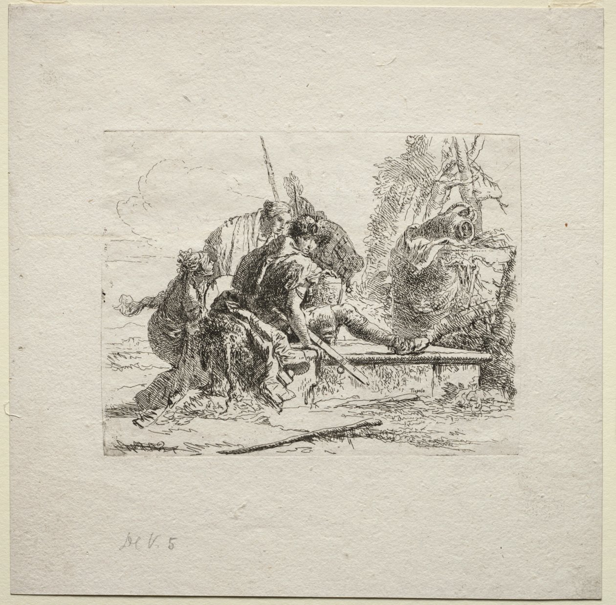 Vários caprichos: os dois soldados e as duas mulheres de Giovanni Battista Tiepolo