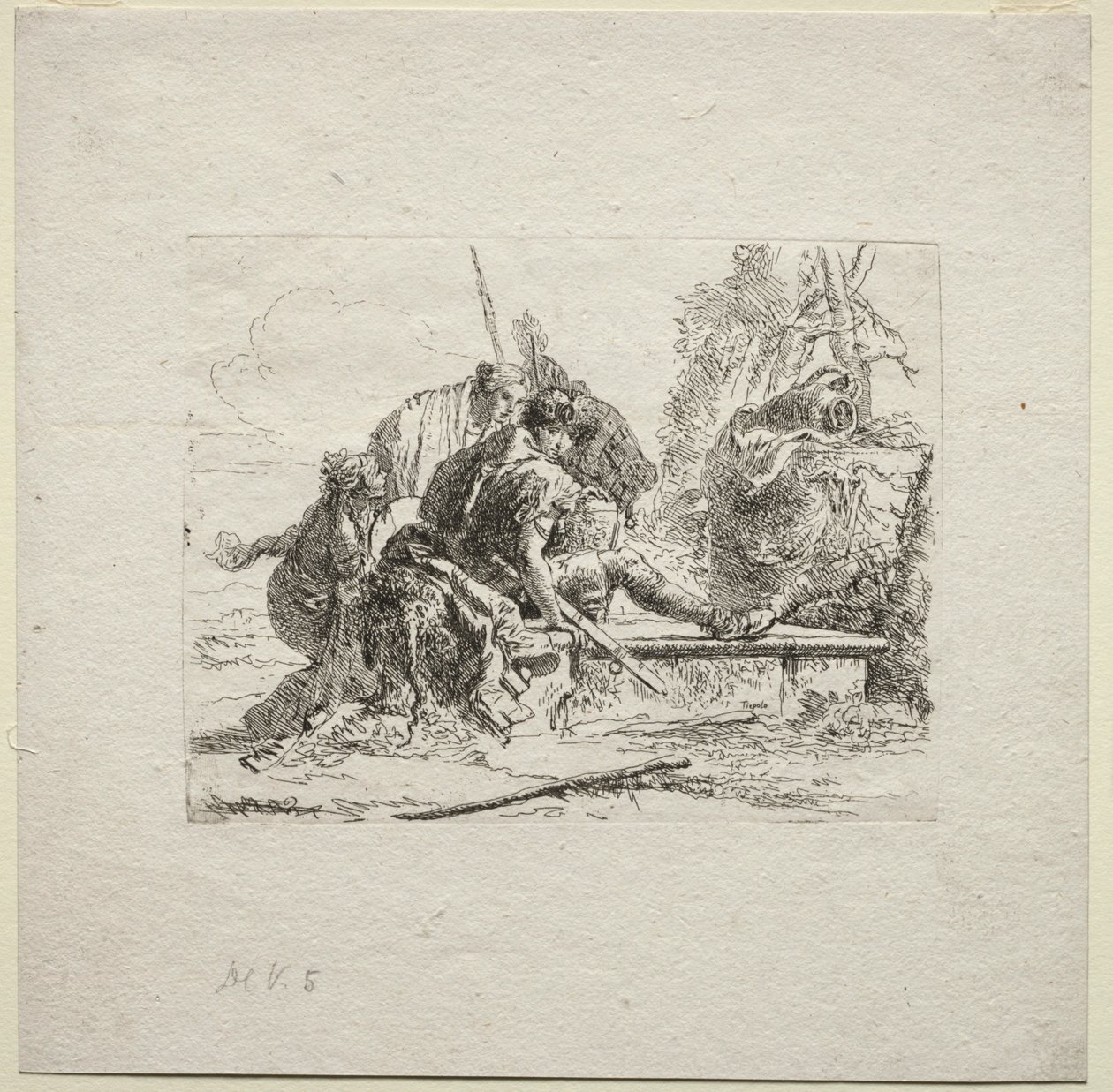 Vários Caprichos: Os Dois Soldados e as Duas Mulheres, 1785. de Giovanni-Battista Tiepolo