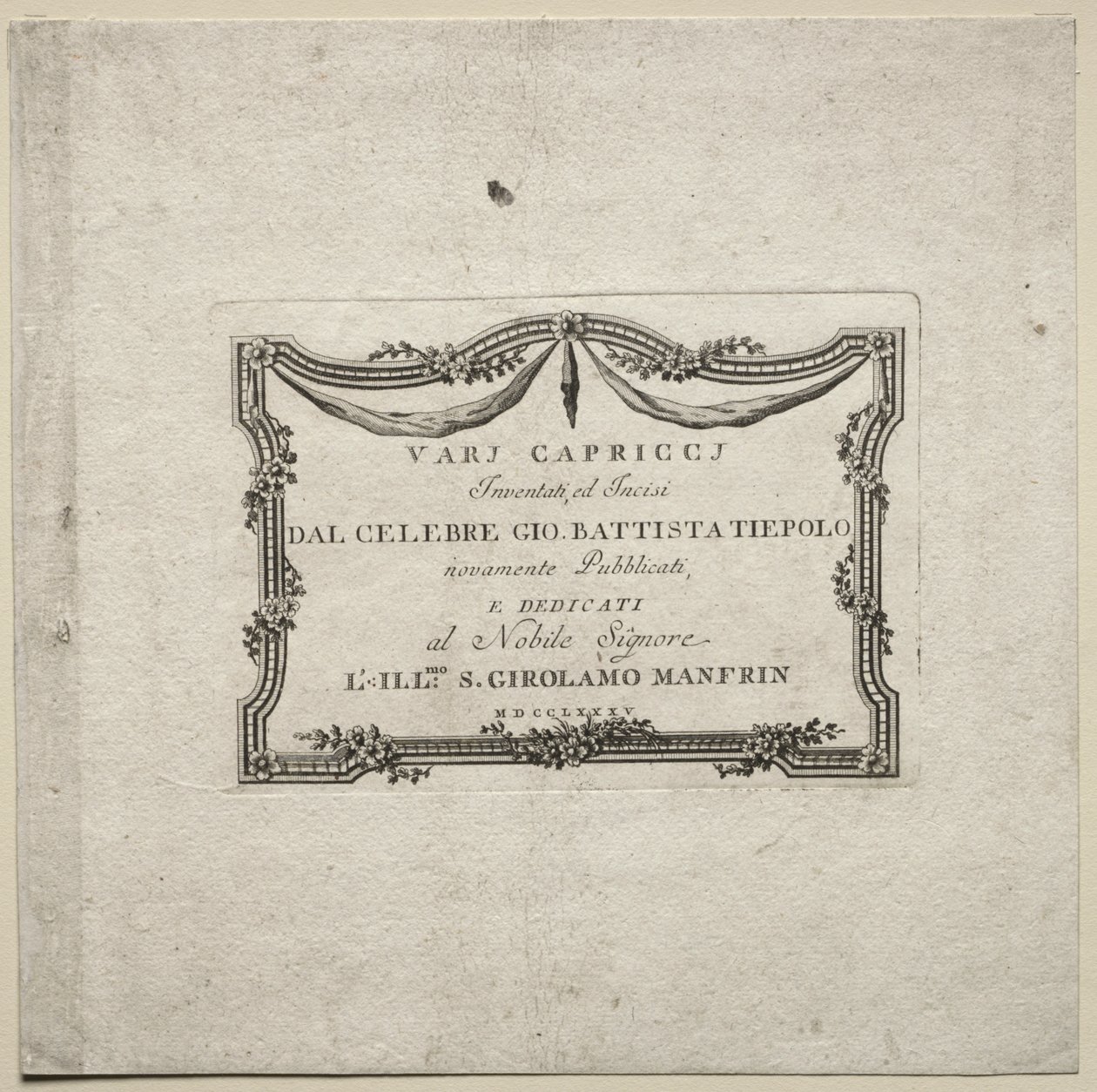 Vários caprichos: página de título de Giovanni Battista Tiepolo