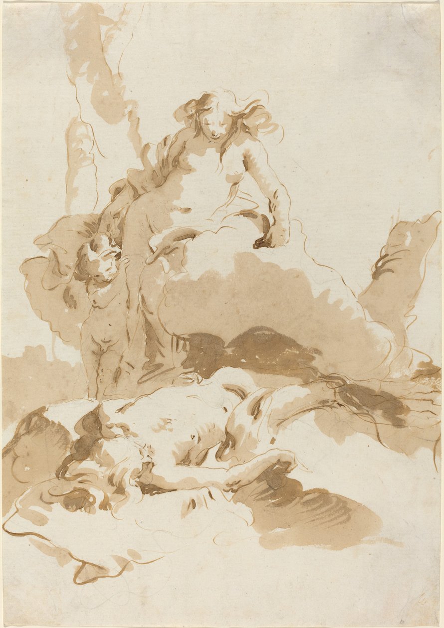 Vênus e Cupido descobrindo o corpo de Adonis de Giovanni Battista Tiepolo