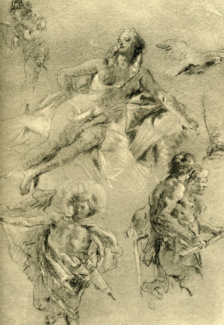Vênus em repouso e outras figuras, c1762-c1766, 1928 de Giovanni Battista Tiepolo