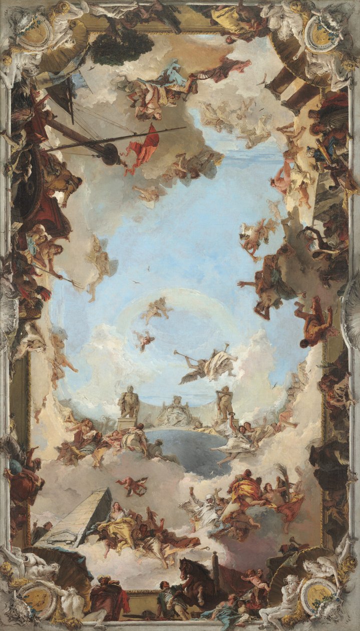 Riqueza e Benefícios da Monarquia Espanhola sob Carlos III, 1762. de Giovanni Battista Tiepolo