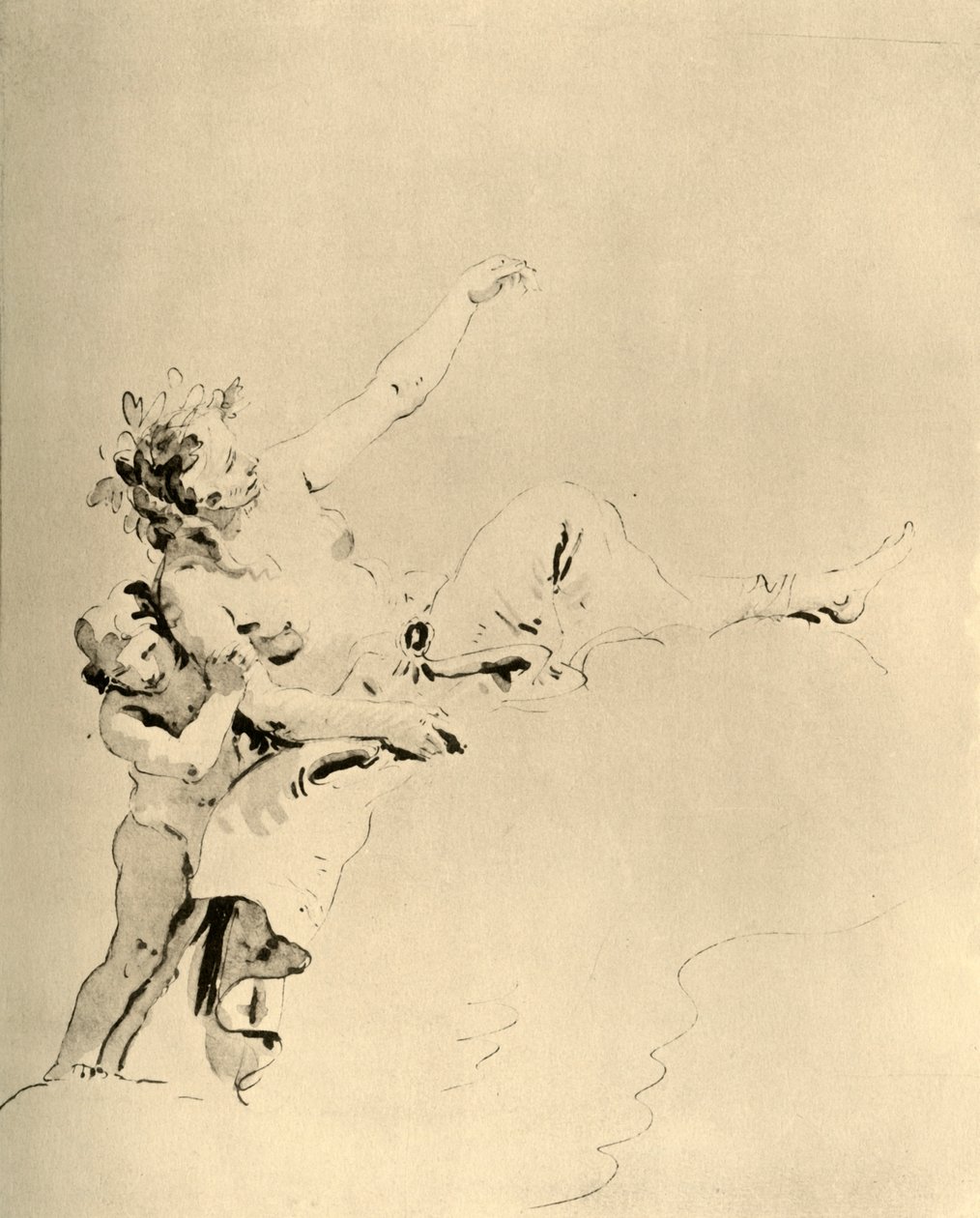 Mulher descansando nas nuvens e apoiada por um Cupido, meados do século XVIII, 1928 de Giovanni Battista Tiepolo