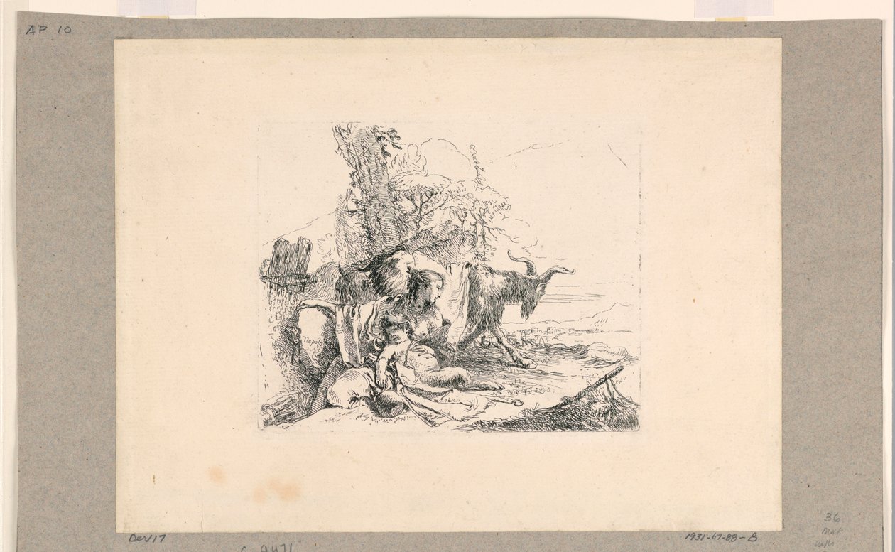 Mulher com um sátiro infantil, do Vari Capricci de Giovanni Battista Tiepolo