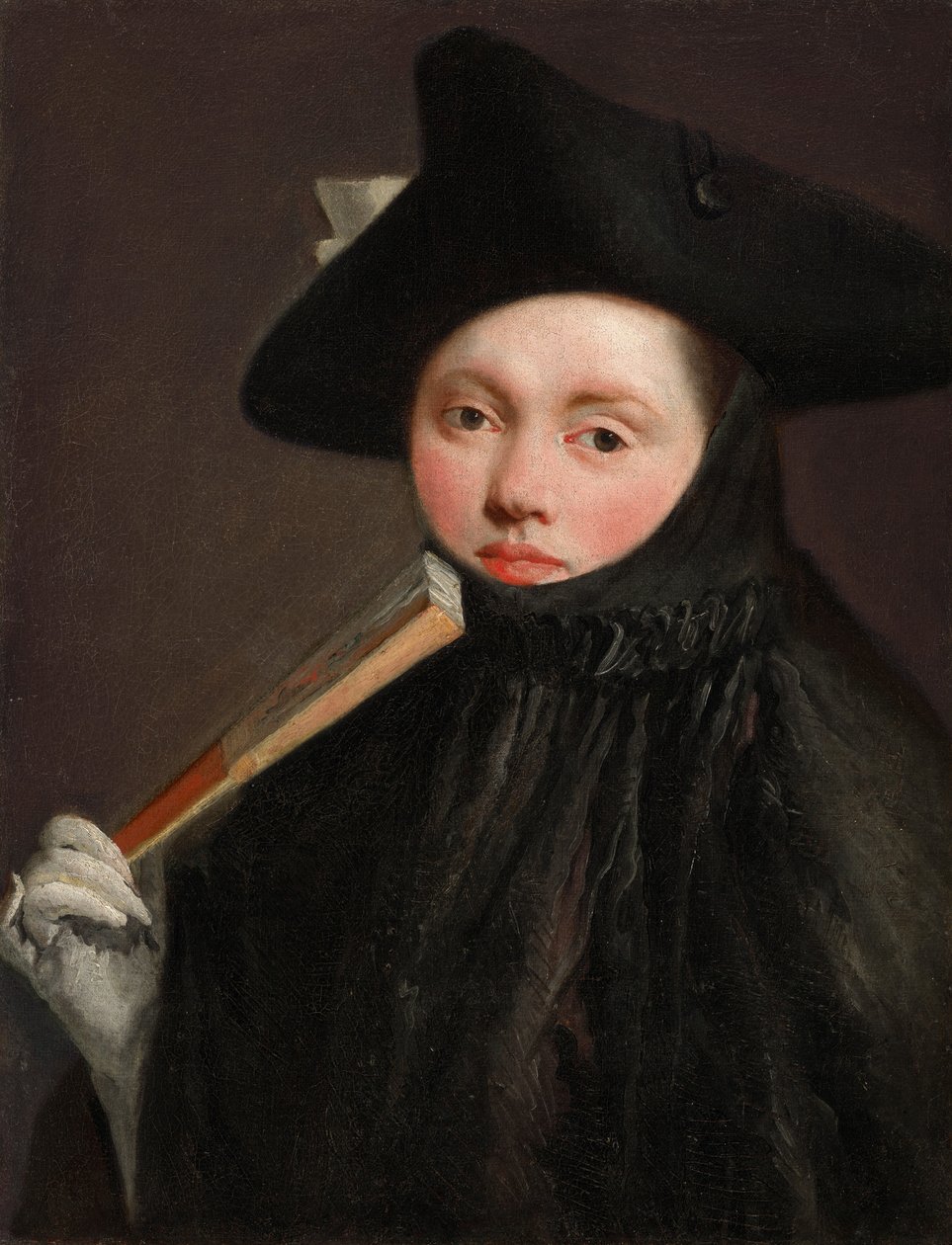 Jovem senhora com um chapéu tricórnio de Giovanni Battista Tiepolo