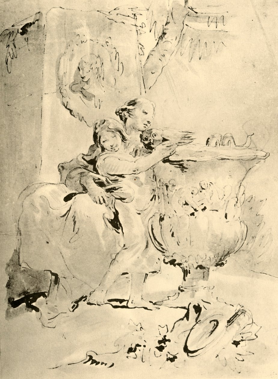 Jovem mulher e menino, meados do século XVIII, 1928 de Giovanni Battista Tiepolo