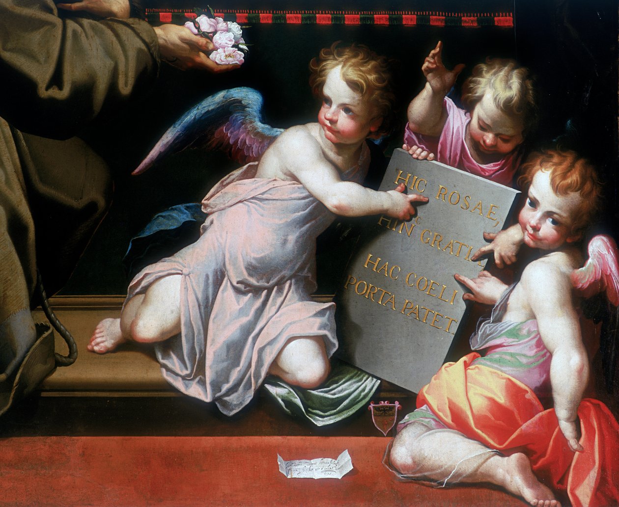 Detalhe inferior direito da Concessão da Indulgência da Porziuncola de Giovanni Battista Trotti
