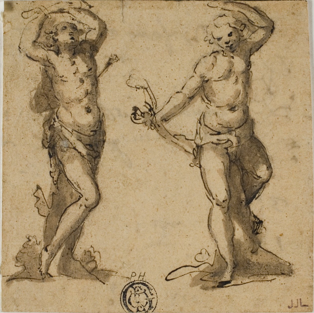 Dois esboços de São Sebastião de Giovanni Battista Trotti