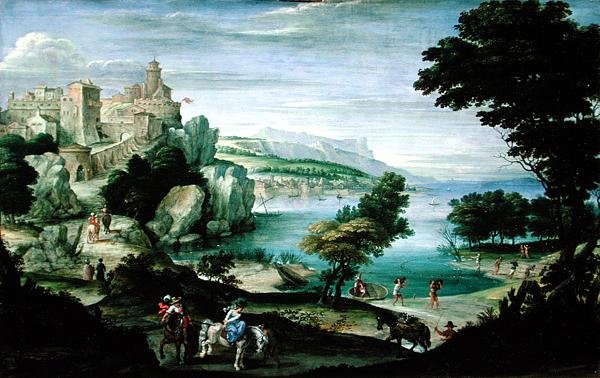 Litoral com um Castelo (óleo sobre painel) de Giovanni Battista Viola