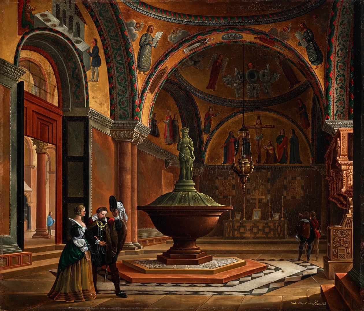 O interior do Batistério de San Marco em Veneza de Giovanni Battista de Pian