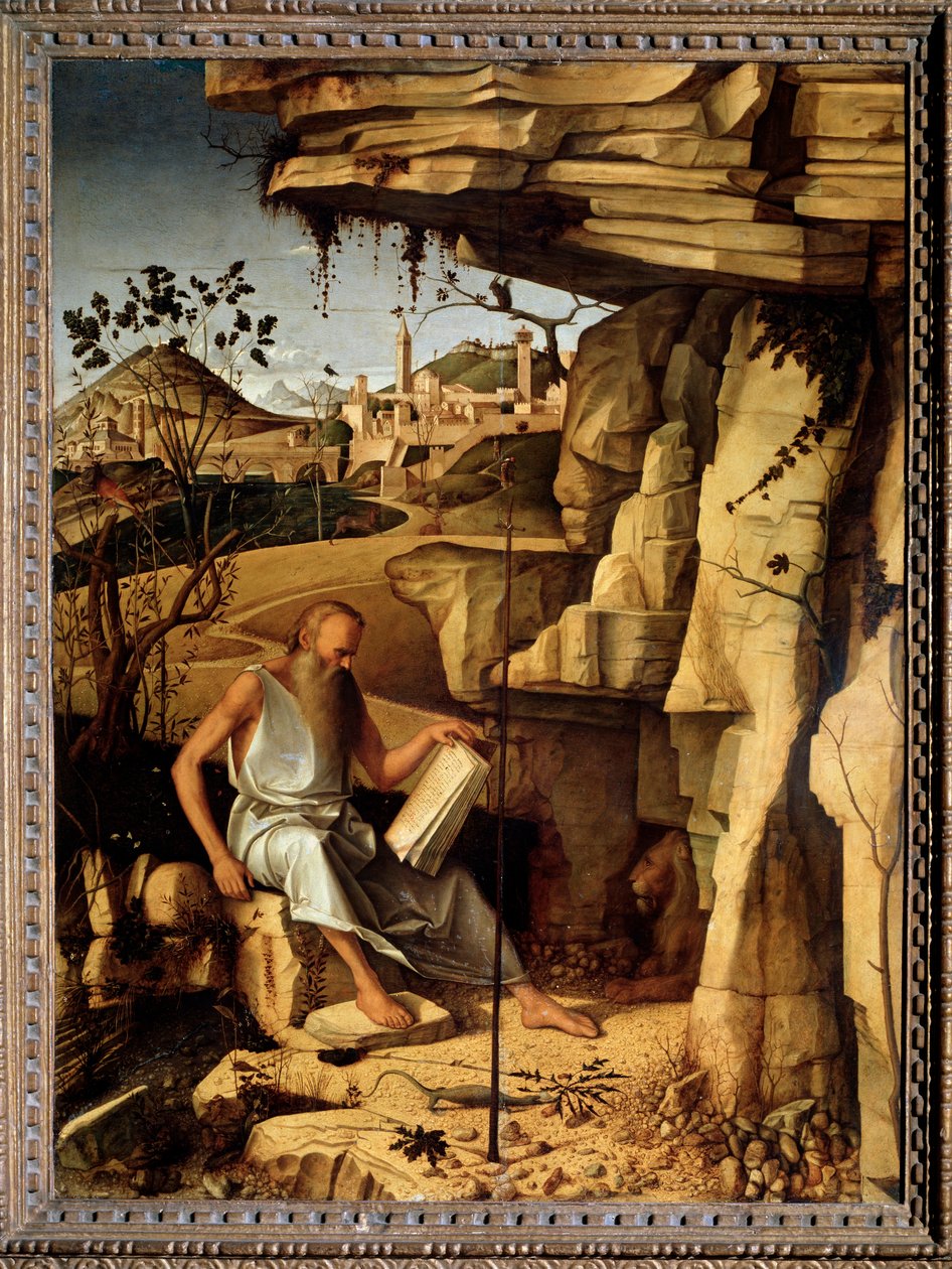Saint Jerome in the Desert Painting de Giovanni Bellini dit il Giambellino (ca. 1430-1516) 1479 Dim 145x114 cm Palazzo Pitti Florence de Giovanni Bellini
