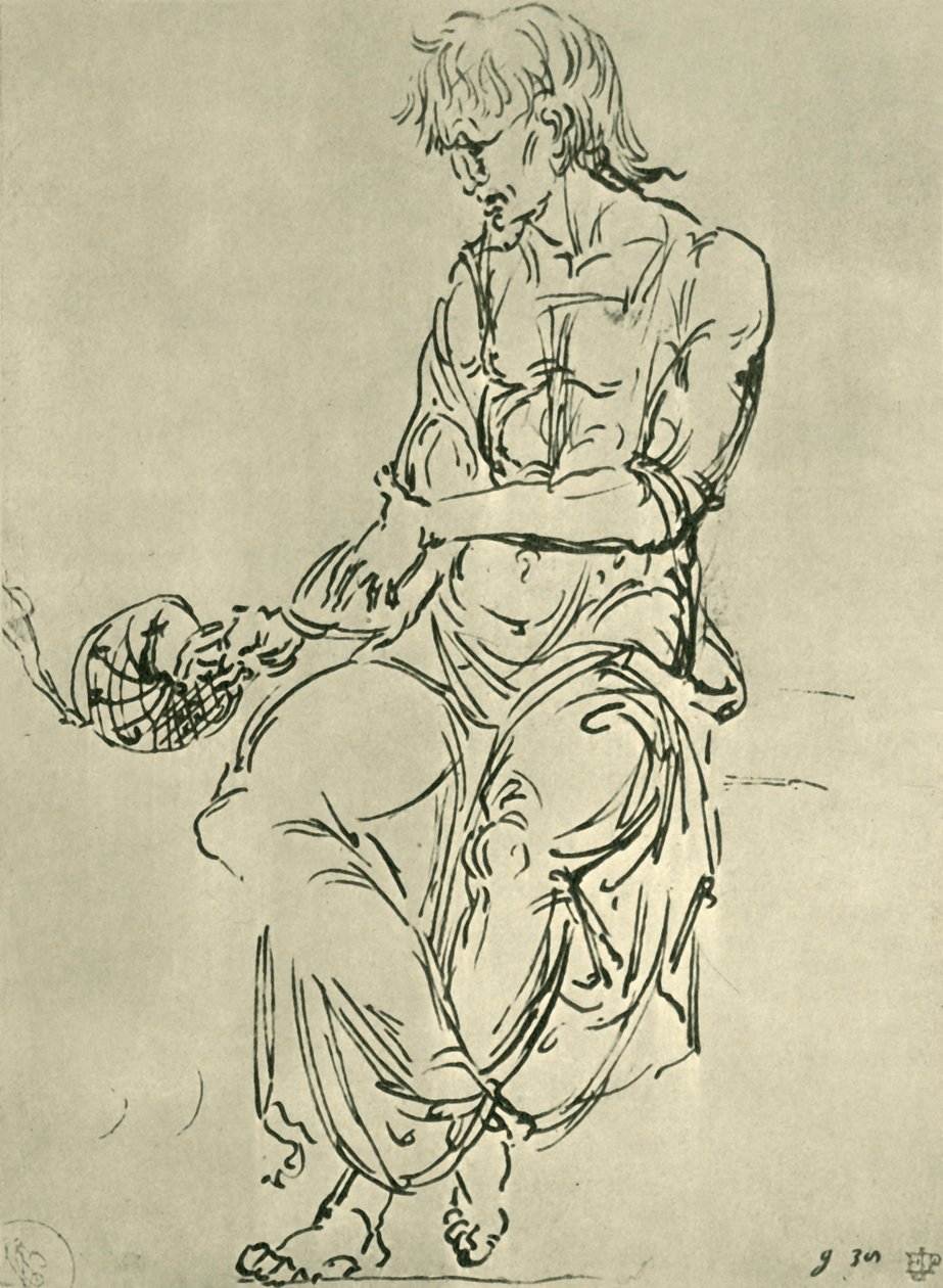 Homem sentado com instrumento astronômico, final do século XV, 1943. de Giovanni Bellini