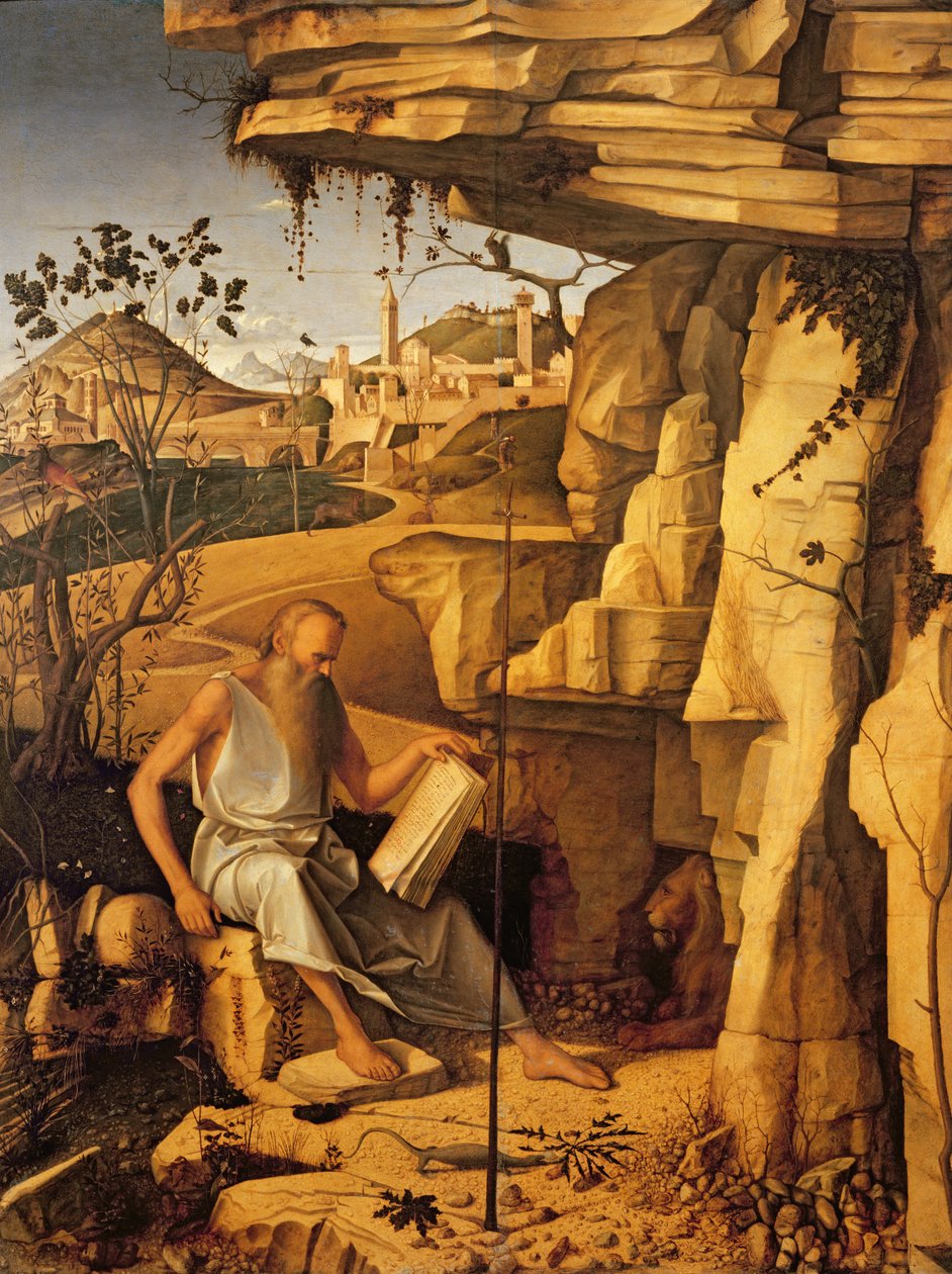São Jerônimo no Deserto, 1480-87 de Giovanni Bellini