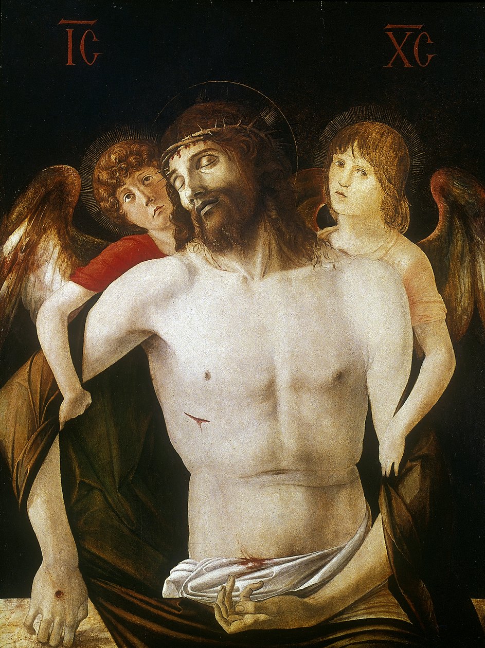 O Cristo morto, apoiado pelos anjos, 1465-1470 de Giovanni Bellini