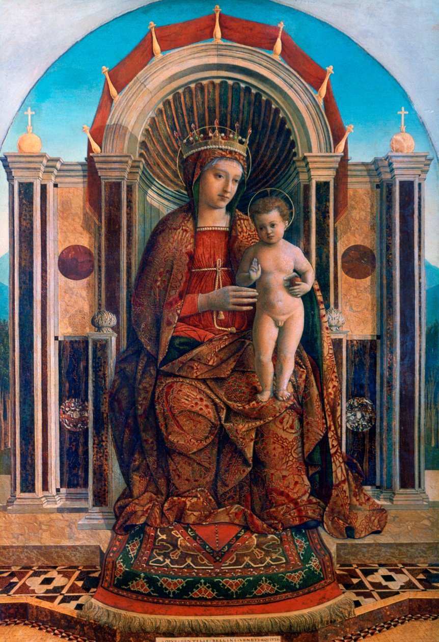 A Virgem e o Menino Entronizados, c1475-1485 de Giovanni Bellini