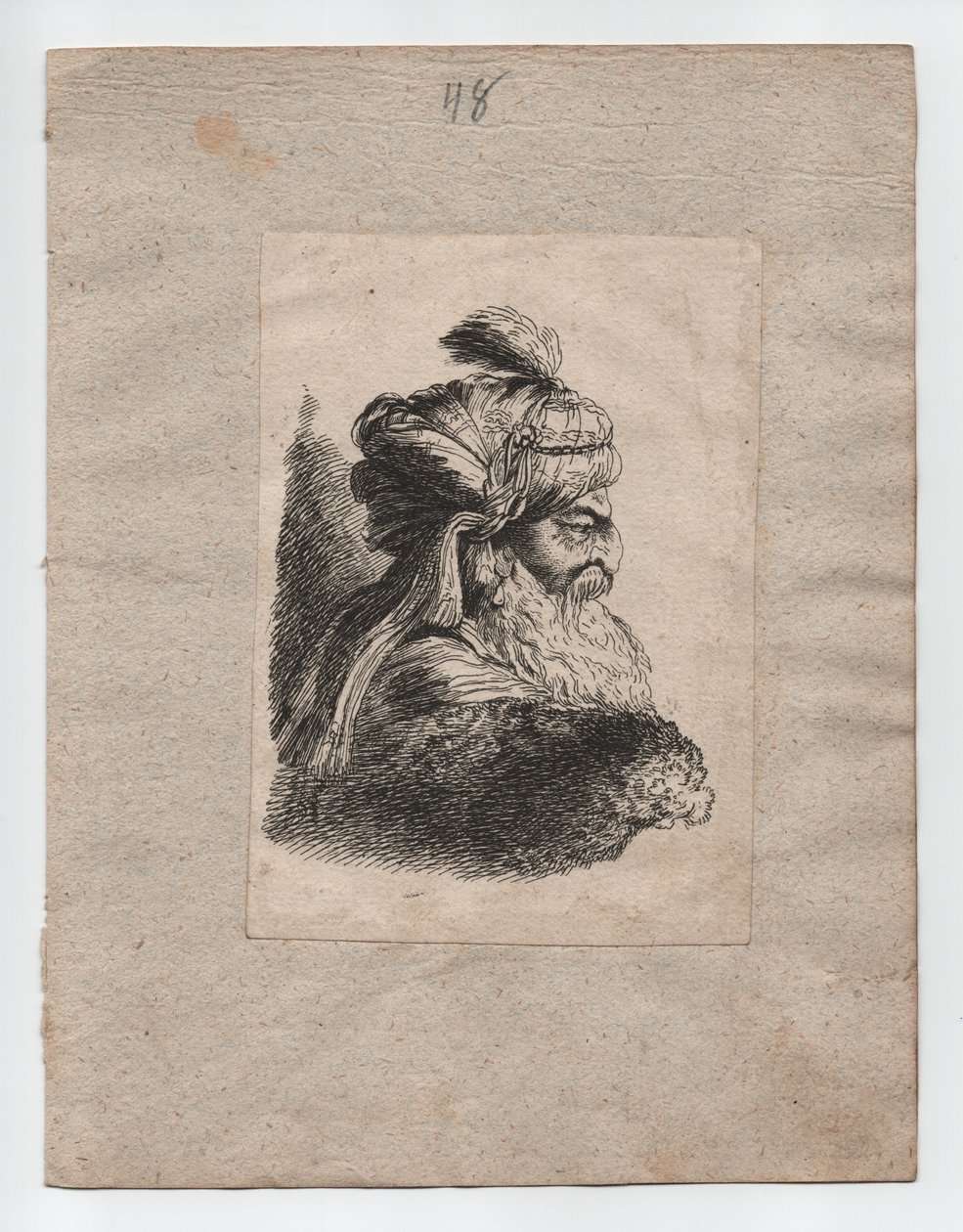 Cabeça de turco com turbante, c. 1760 (gravura) de Giovanni Benedetto (1609 64) (after) Castiglione